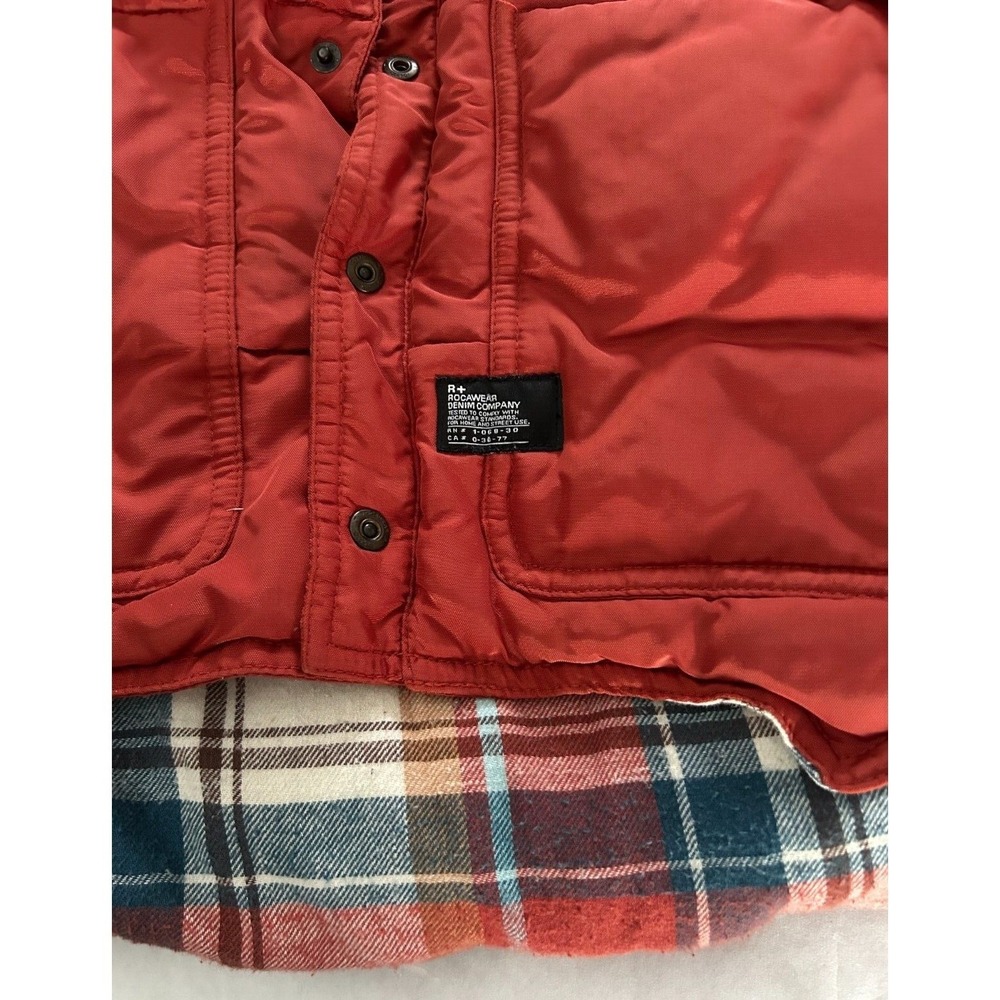 Rocawear Vintage Mens Red Puffer Vest Plaid Lining Y2K Hip‎ Hop